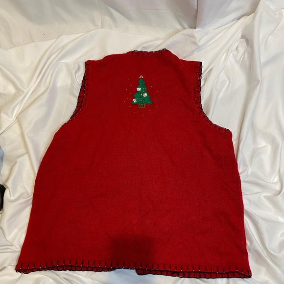 Vintage Red Christmas Sweater Vest 1X - Picture 3 of 4